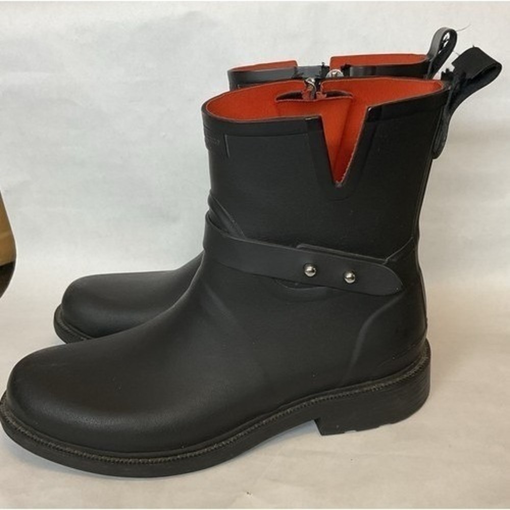 Rag & Bone Black Moto Rain Ankle Boots Women 9 USA Rubber